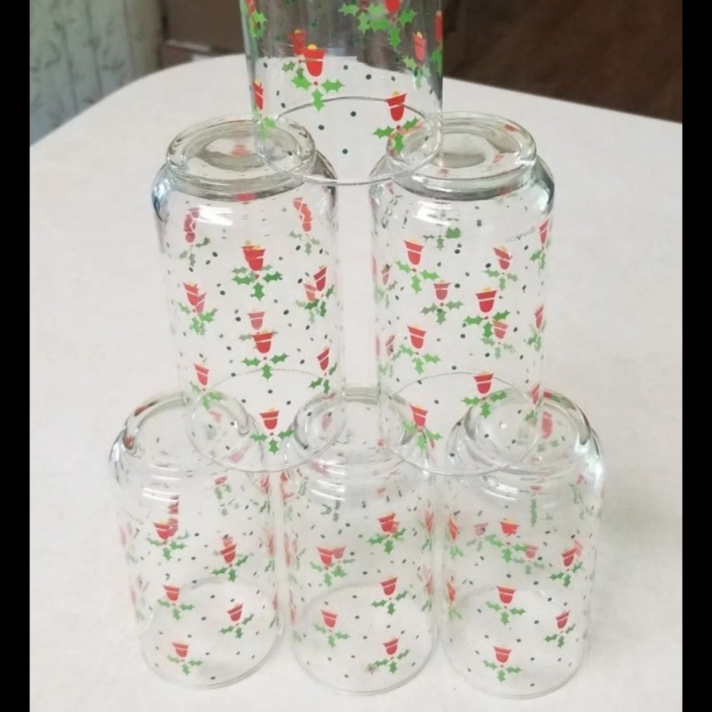 Vtg 70's Set 6 Franco Christmas Bell 12oz Tumblers Excellent Preowned Condition - Picture 9 of 11
